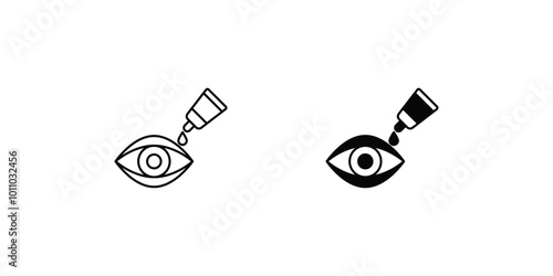 eye with drops set icon with white background vector stock illustration