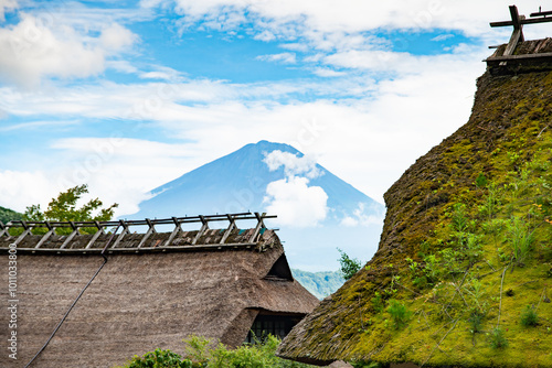 Saiko Iyashi no Sato Nenba, traditional village with Mount Fuji view, in Fujikawaguchiko, Saiko, Japan photo