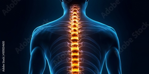 Wallpaper Mural Digital Spine Model Highlighting Nerve Pain and Medical Issues Torontodigital.ca