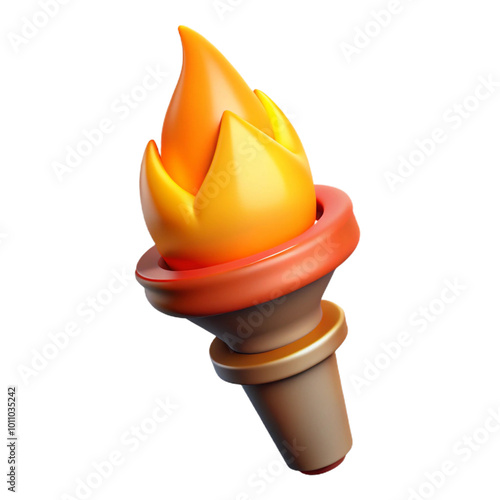 flaming torch  3d cartoon style illustration
