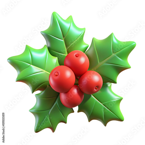 Christmas  mistletoe bow  3d cartoon style illustration