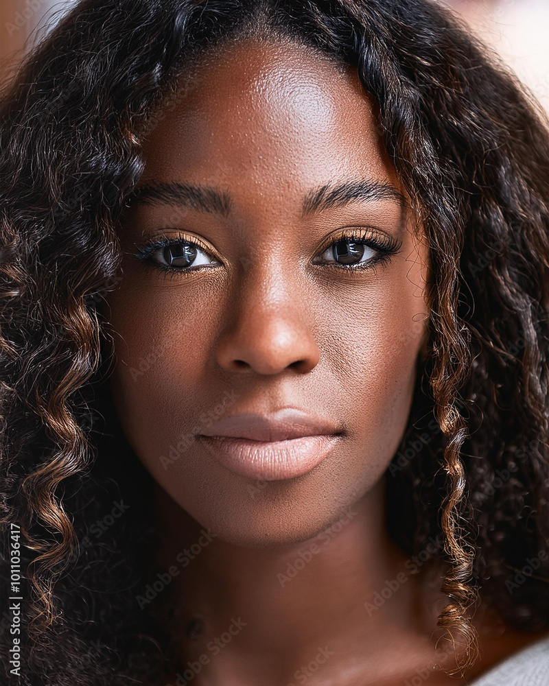 Confident Young Woman with Striking Gaze Confident Young Woman with Striking Gaze