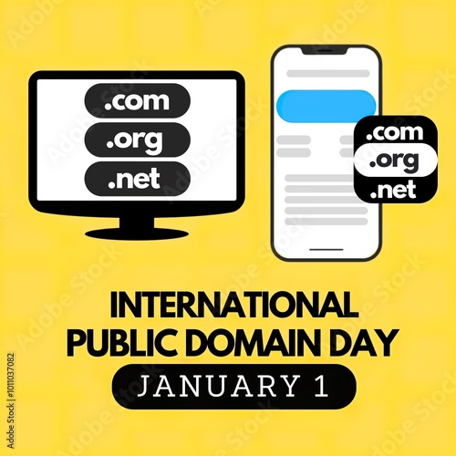 Design that represents the importance of public domain day held on January 1 every year photo