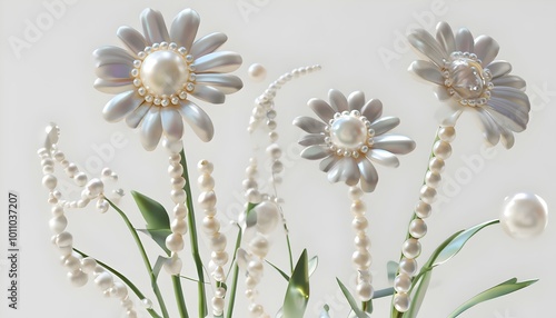 Wallpaper Mural Pearls could be incorporated into the design as small decorative elements within the flowers. For example, a daisy’s center might be a large pearl, or pearls could be strung along the stems like beads Torontodigital.ca