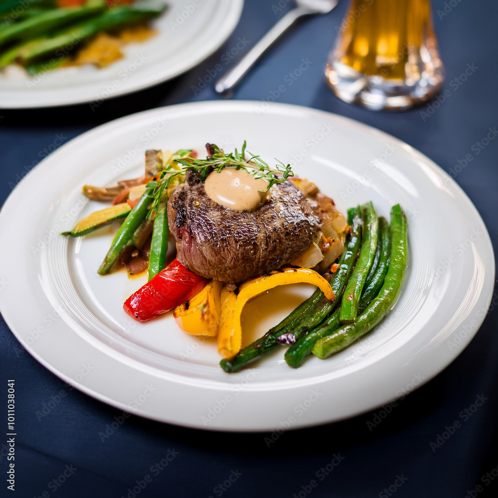 Exquisite Medium-Rare Steak with Vegetables Exquisite Medium-Rare Steak with Vegetables