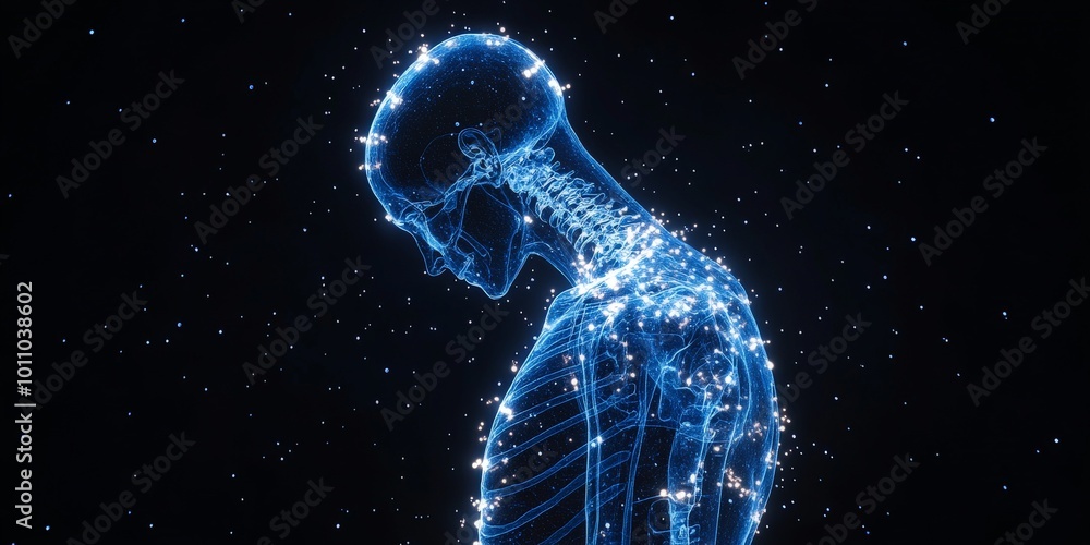 Digital Spine Model Highlighting Nerve Pain and Medical Issues Digital Spine Model Highlighting Nerve Pain and Medical Issues