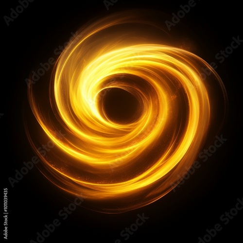 Vibrant Golden Whirlpool Design With Metallic Sheen Illuminated Against a Black Background