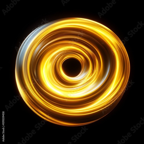 Vibrant Golden Whirlpool Design With Metallic Sheen Illuminated Against a Black Background