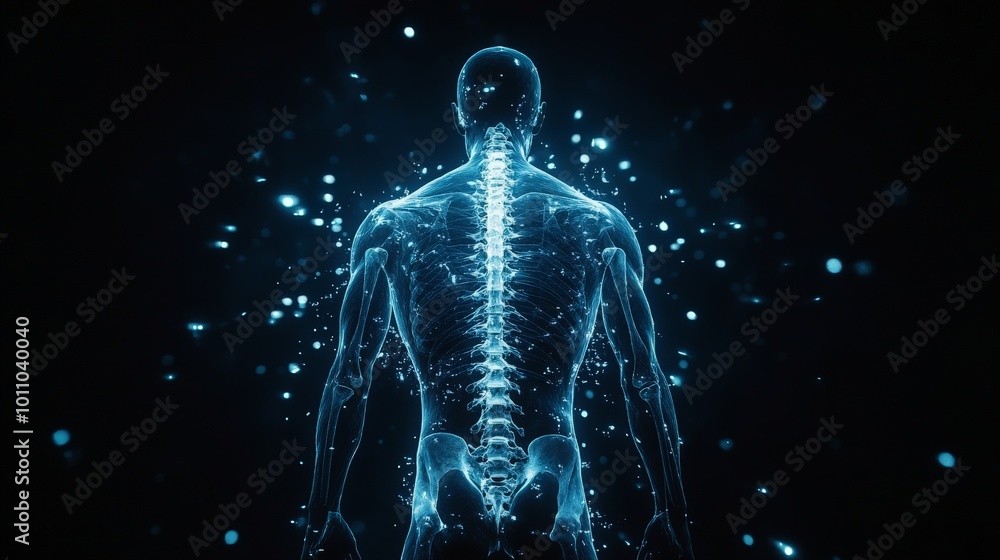 Digital Spine Model Highlighting Nerve Pain and Medical Issues Digital Spine Model Highlighting Nerve Pain and Medical Issues