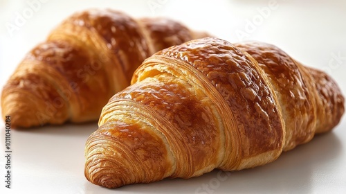 delicious croissant isolated on a white background showcasing its flaky texture and golden color perfect for culinary presentations and food photography