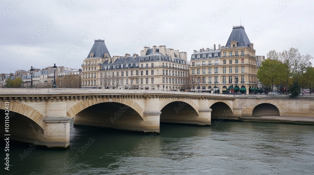 Fototapeta premium The elegant Pont Royal, with its historic significance and picturesque setting along the Seine.