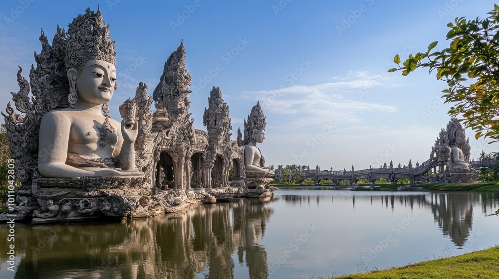 The iconic Sala Kaew Ku sculpture park in Nong Khai, featuring towering statues and intricate Buddhist art. The iconic Sala Kaew Ku sculpture park in Nong Khai, featuring towering statues and intricate Buddhist art.