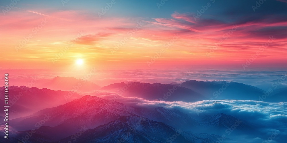 serene sunrise from an airplane at high altitude, featuring a bright horizon and clouds with copy space, perfect for capturing the beauty of air travel serene sunrise from an airplane at high altitude, featuring a bright horizon and clouds with copy space, perfect for capturing the beauty of air travel