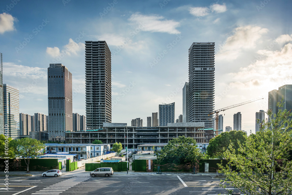 Captivating Urban Skyline with Ongoing Construction and Modern Architecture Captivating Urban Skyline with Ongoing Construction and Modern Architecture