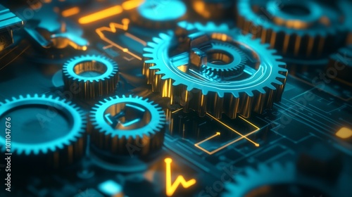 a complex mechanism with interconnected gears, cogs, and machinery parts background