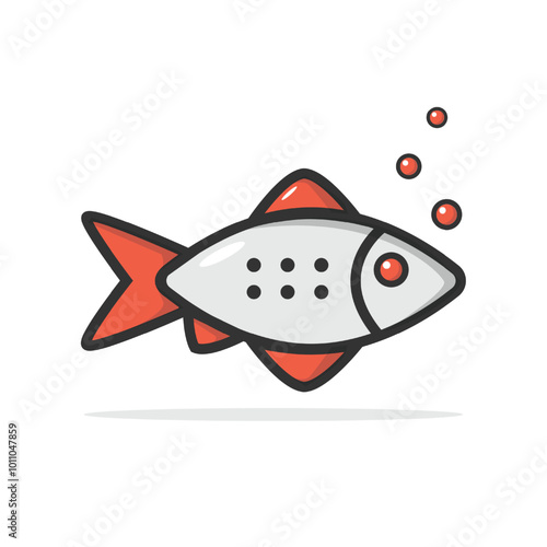 Red fish icon isolated vector illustration.
