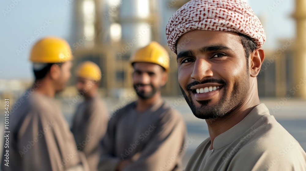 Arabic worker happy and smiling Arabic worker happy and smiling