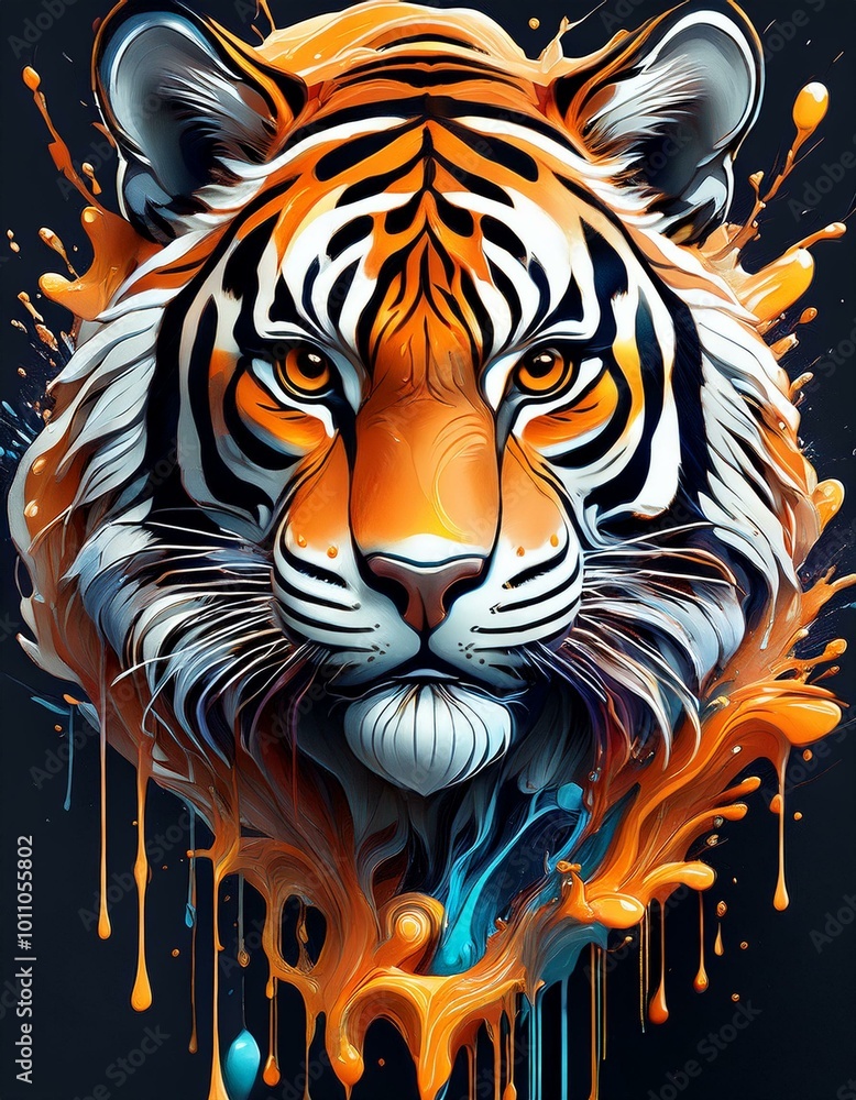 Tiger portrait in paint Tiger portrait in paint