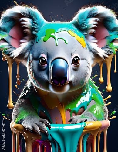 Koala covered in paint photo