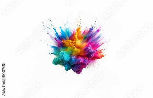 Isolated colorful explosion on white background.