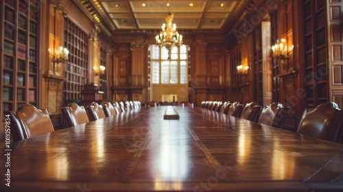 Wallpaper Mural Elegant Conference Room with Wooden Table and Chairs Torontodigital.ca