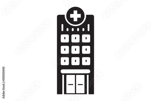 hospital vector silhouette isolated in white background