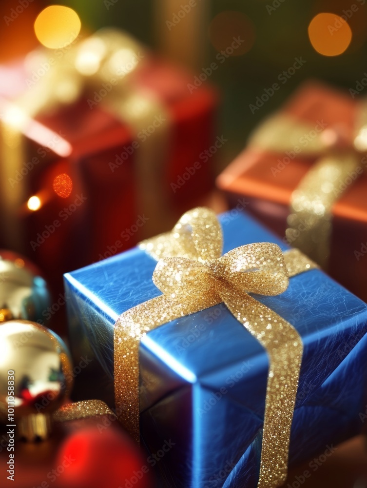 Christmas New Year background with gift boxes. Festive Xmas composition with gifts Christmas New Year background with gift boxes. Festive Xmas composition with gifts