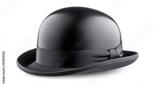 Bowler Hat with Classic Black Design and Satin Ribbon Band, AI