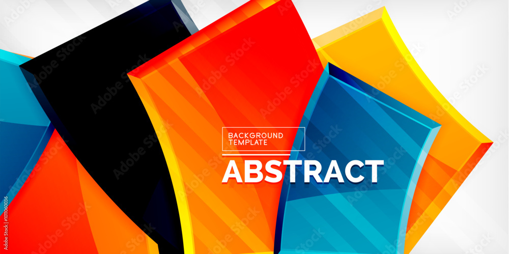 Obraz premium Round 3d shapes, plates background. Creative composition design template