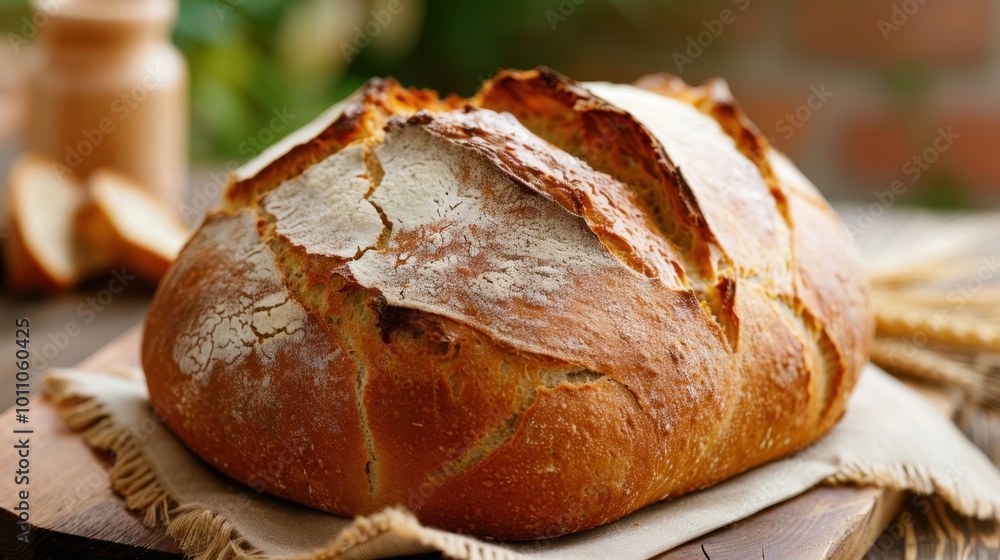 Freshly Baked Artisan Bread on a Wooden Board Freshly Baked Artisan Bread on a Wooden Board