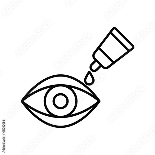 eye with drops line icon with white background vector stock illustration