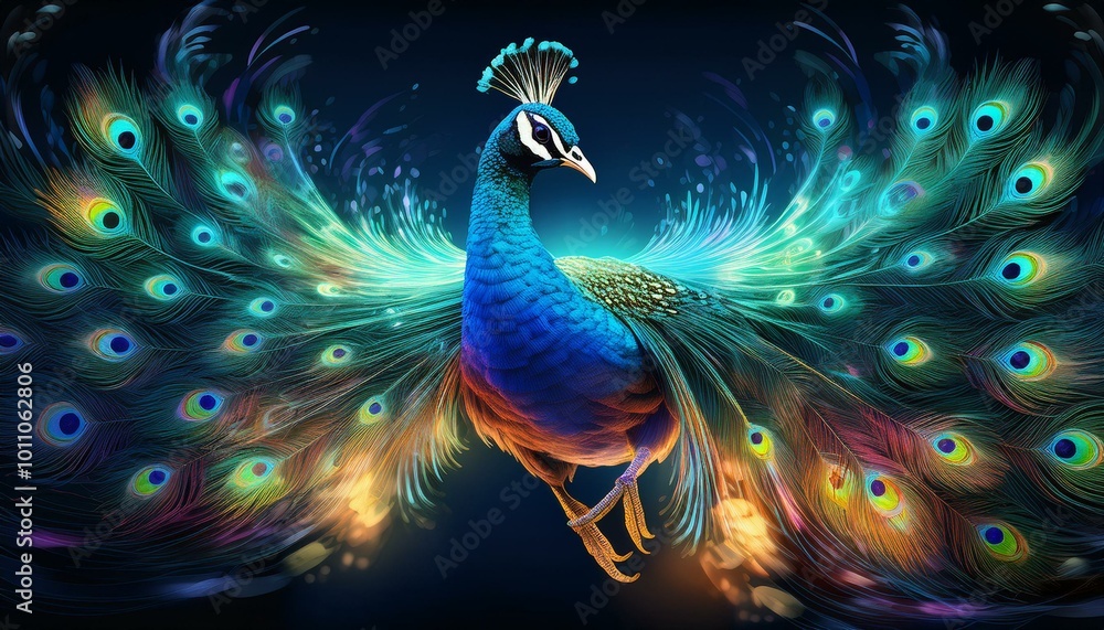 Peacock with vibrant feathers Peacock with vibrant feathers