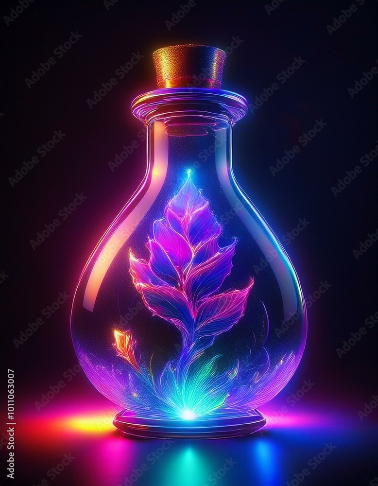 Glowing flower in a bottle Glowing flower in a bottle