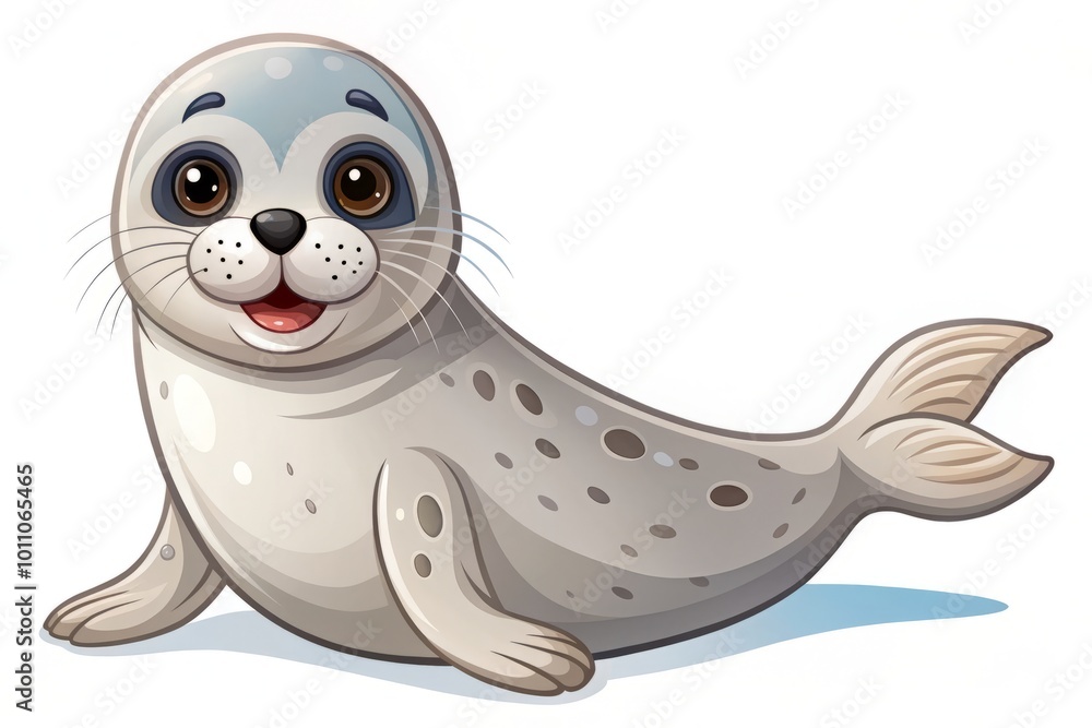 Fototapeta premium Charming seal cartoon illustration in flat vector style, perfect for children's projects. Bright, playful design on a