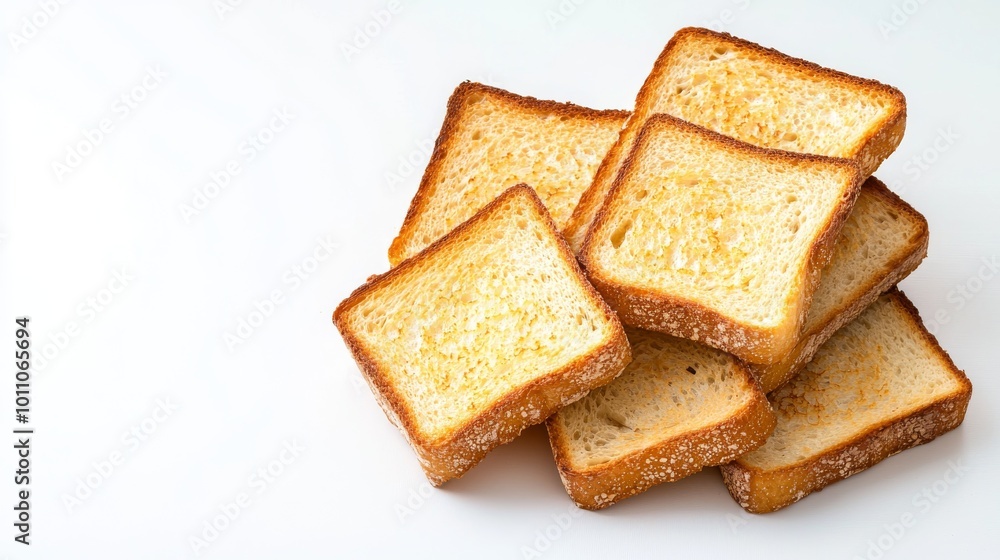 Slices of Toasted Bread Stacked on a Clean Surface for a Delicious Breakfast or Snack Idea Slices of Toasted Bread Stacked on a Clean Surface for a Delicious Breakfast or Snack Idea