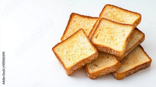 Slices of Toasted Bread Stacked on a Clean Surface for a Delicious Breakfast or Snack Idea