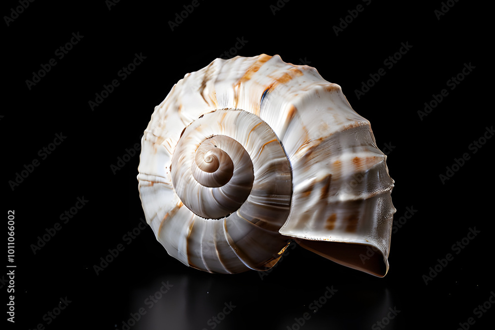 seashell on black background seashell on black background