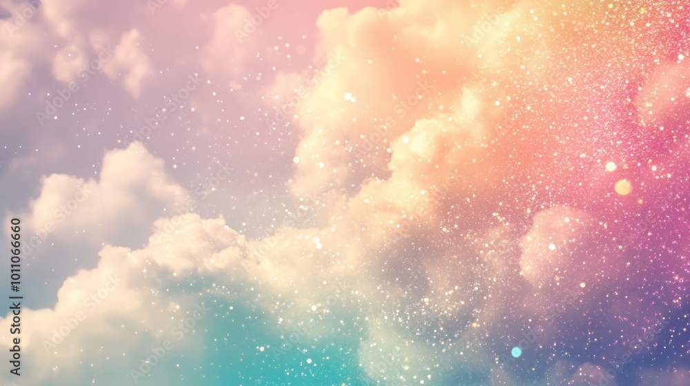 Whimsical dreamy fantasy sky with a rainbow and glittering background material, perfect for enchanting designs, children's themes, and creative projects in a colorful, imaginative setting
Whimsical dreamy fantasy sky with a rainbow and glittering background material, perfect for enchanting designs, children's themes, and creative projects in a colorful, imaginative setting