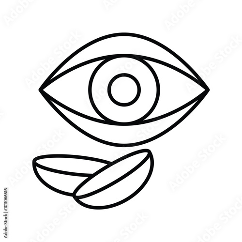 contact lens line icon with white background vector stock illustration
