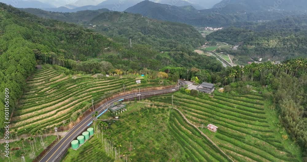Drone fly over the mountain in Nantou at Taiwan Drone fly over the mountain in Nantou at Taiwan