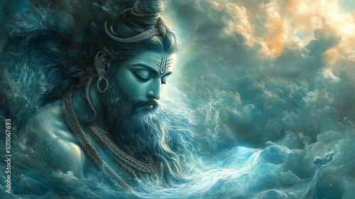 A depiction of Ganga flowing from Lord Shiva's hair