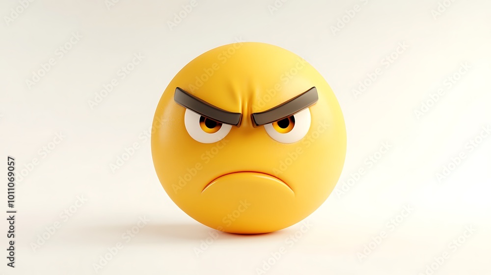 3D Angry Yellow Face Emoji 3D Angry Yellow Face Emoji