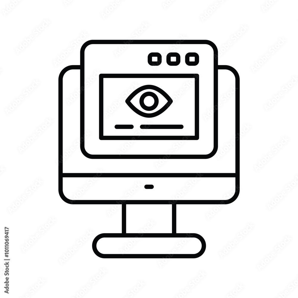 eye monitor line icon with white background vector stock illustration eye monitor line icon with white background vector stock illustration