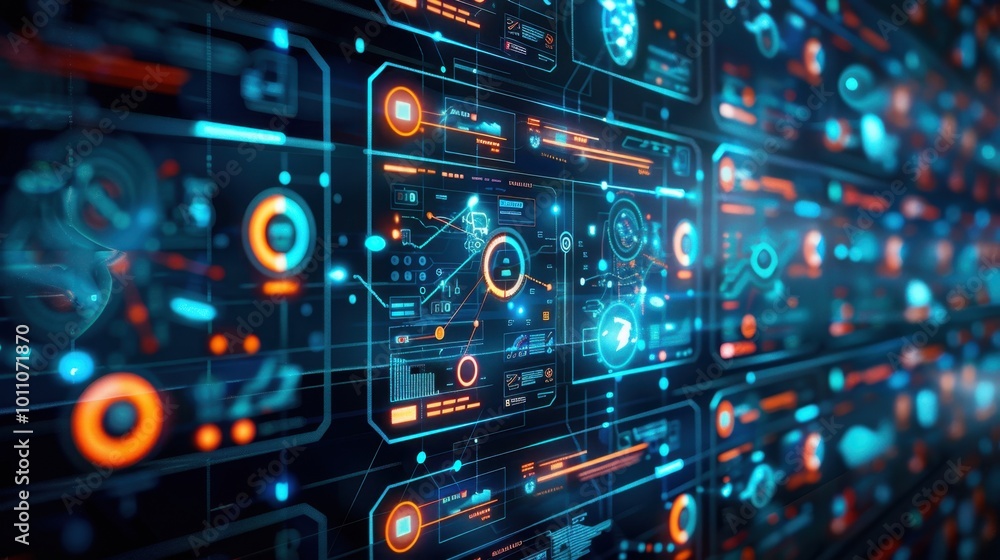 Futuristic Digital Interface Background with Data Visuals Futuristic Digital Interface Background with Data Visuals