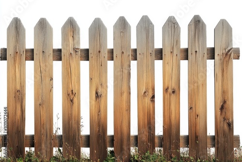 Wooden Picket Fence With Rustic Design, Perfect for Gardens or Yards in a Residential Area