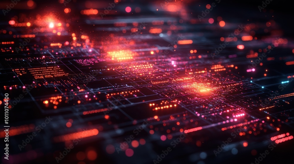 Abstract digital data visualization with glowing elements. Abstract digital data visualization with glowing elements.