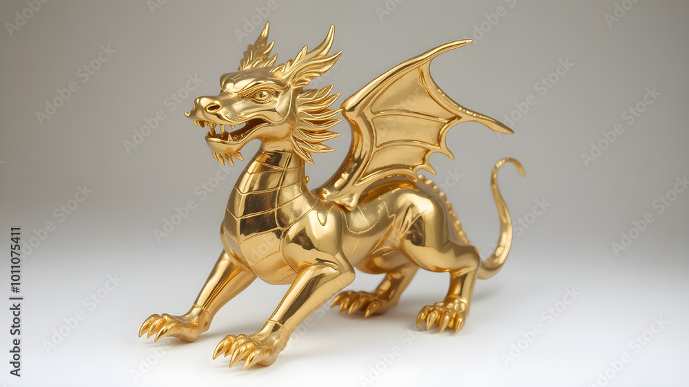 Golden Dragon Sculpture with Detailed Features Golden Dragon Sculpture with Detailed Features