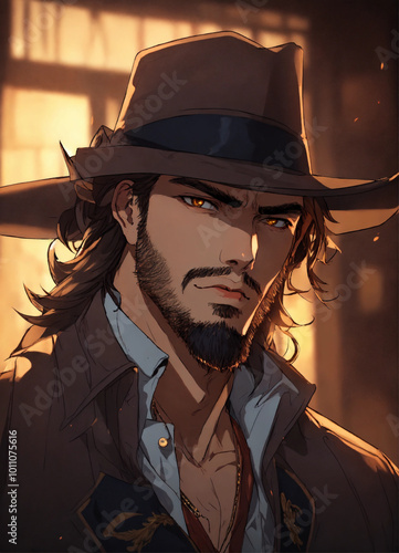 portrait of a cowboy with a gun