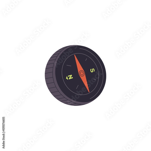 Modern compass icon. Compas for navigation in trekking. Travel equipment to indicate direction. Hiking tool to search way, route in journey. Flat isolated vector illustration on white background