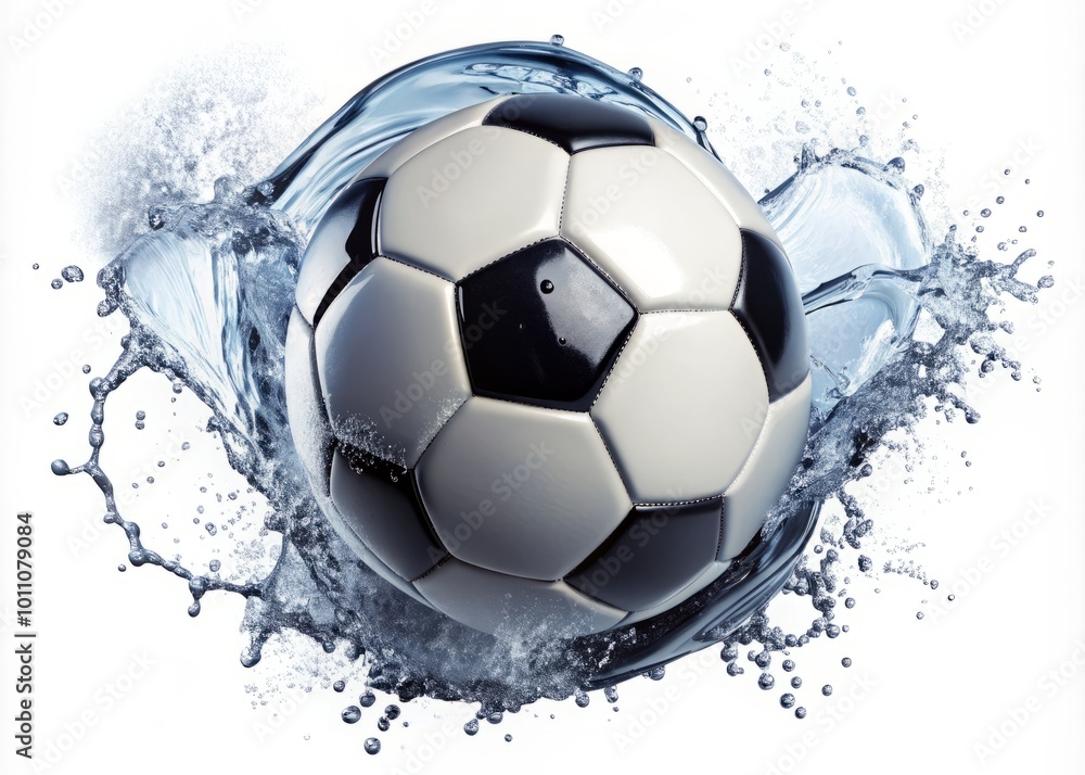 Naklejka premium Dynamic soccer ball isolated on a white backdrop, ideal for sport and fitness themes. Perfect for creative designs